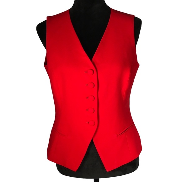 Dior Jackets & Blazers - Christian Dior Red Vest Waistcoat Covered Buttons Adjustable Tie Back Lined Vest